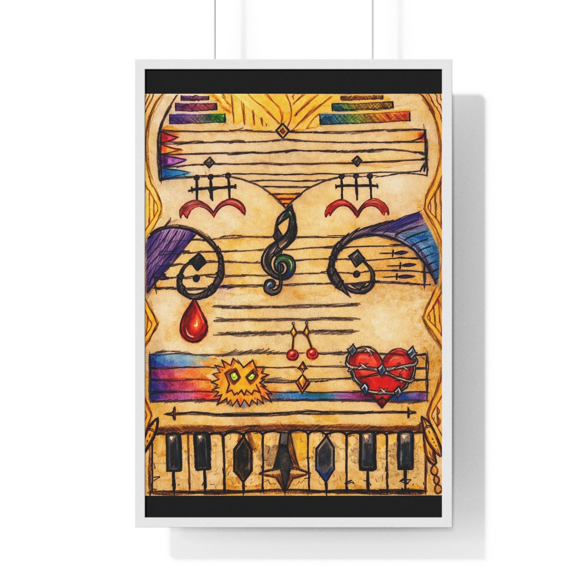 Piano keys framed